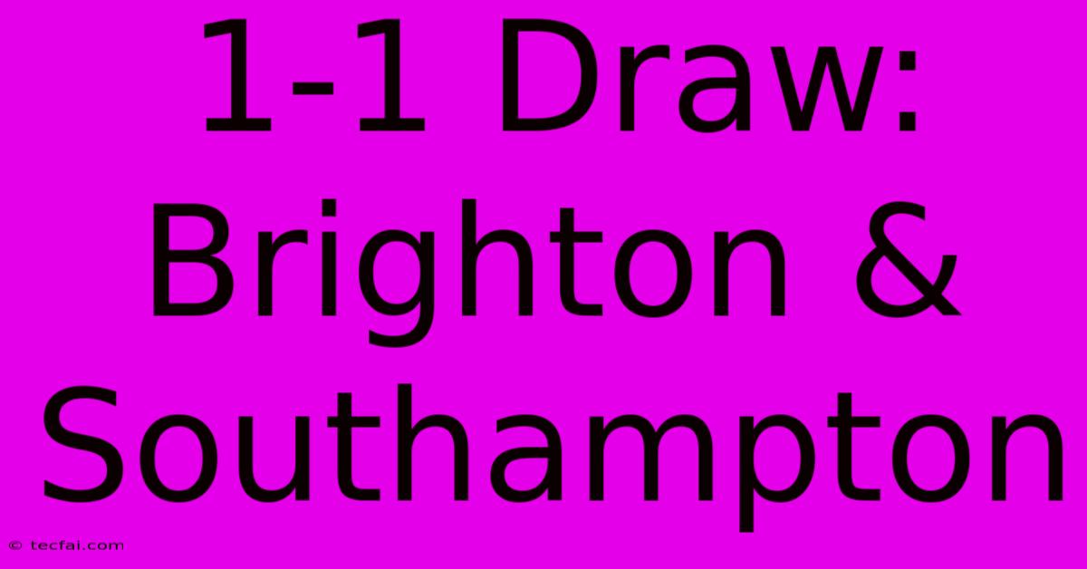 1-1 Draw: Brighton And Southampton