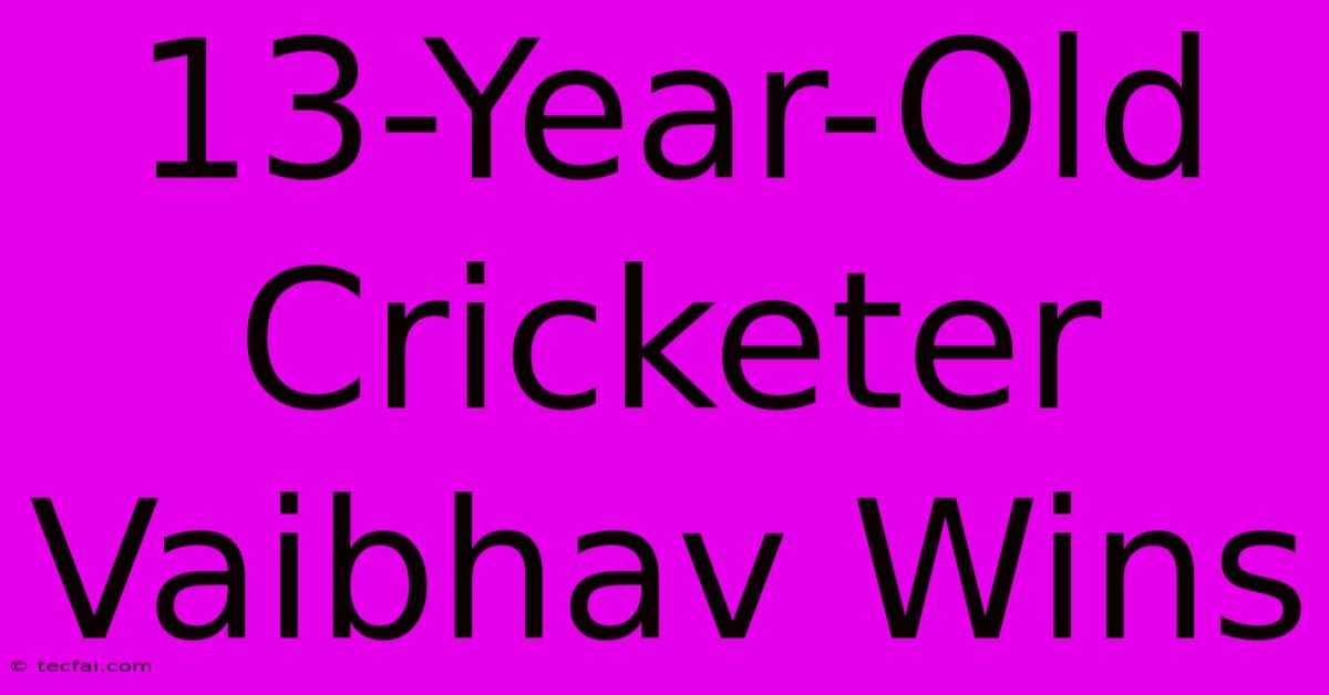 13-Year-Old Cricketer Vaibhav Wins