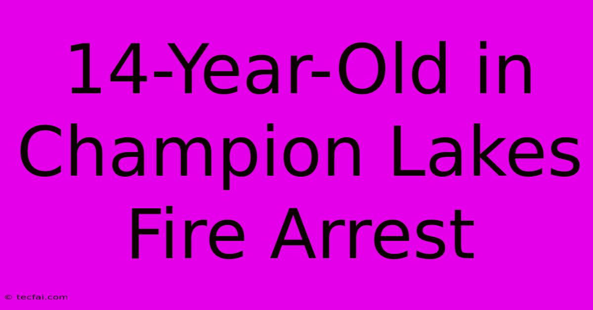 14-Year-Old In Champion Lakes Fire Arrest