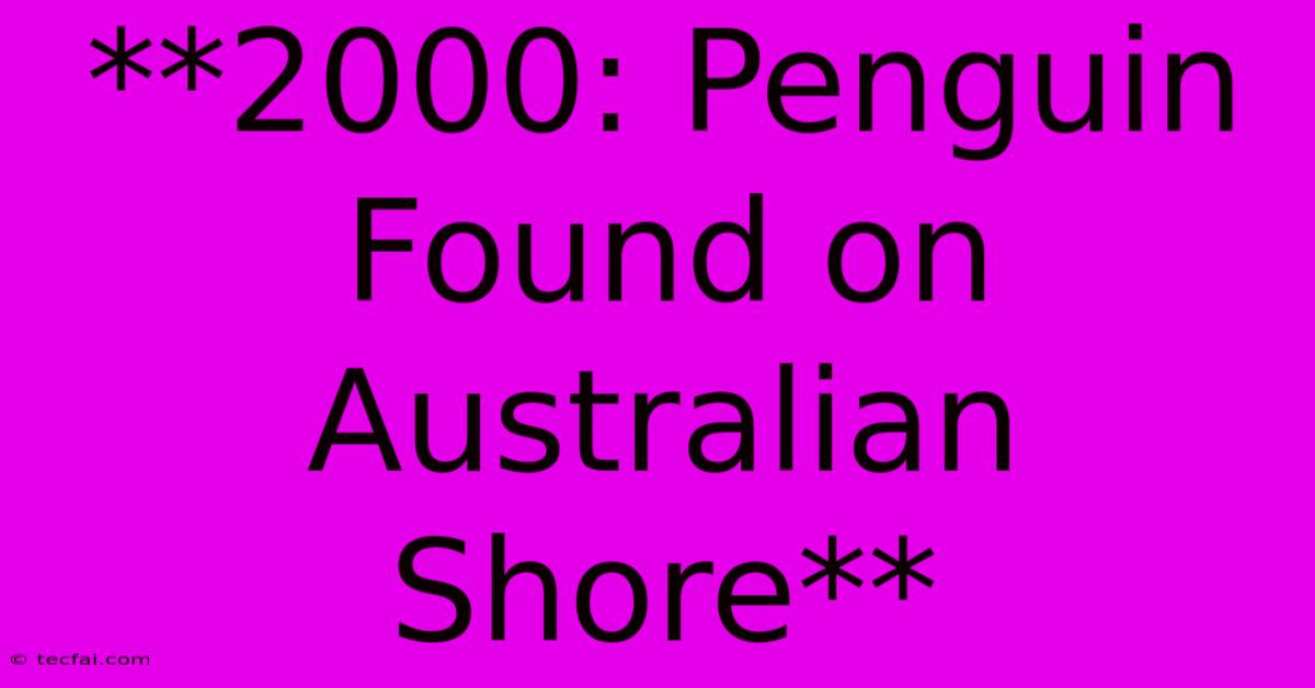 **2000: Penguin Found On Australian Shore** 