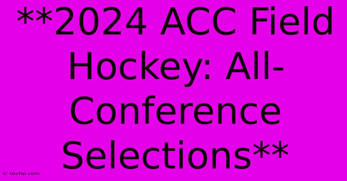 **2024 ACC Field Hockey: All-Conference Selections**