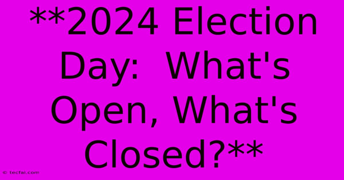 **2024 Election Day:  What's Open, What's Closed?**