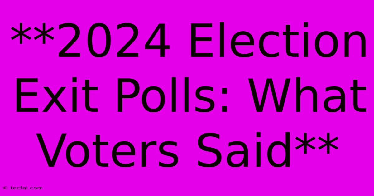 **2024 Election Exit Polls: What Voters Said** 