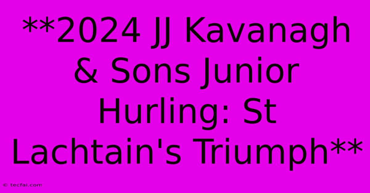 **2024 JJ Kavanagh & Sons Junior Hurling: St Lachtain's Triumph** 