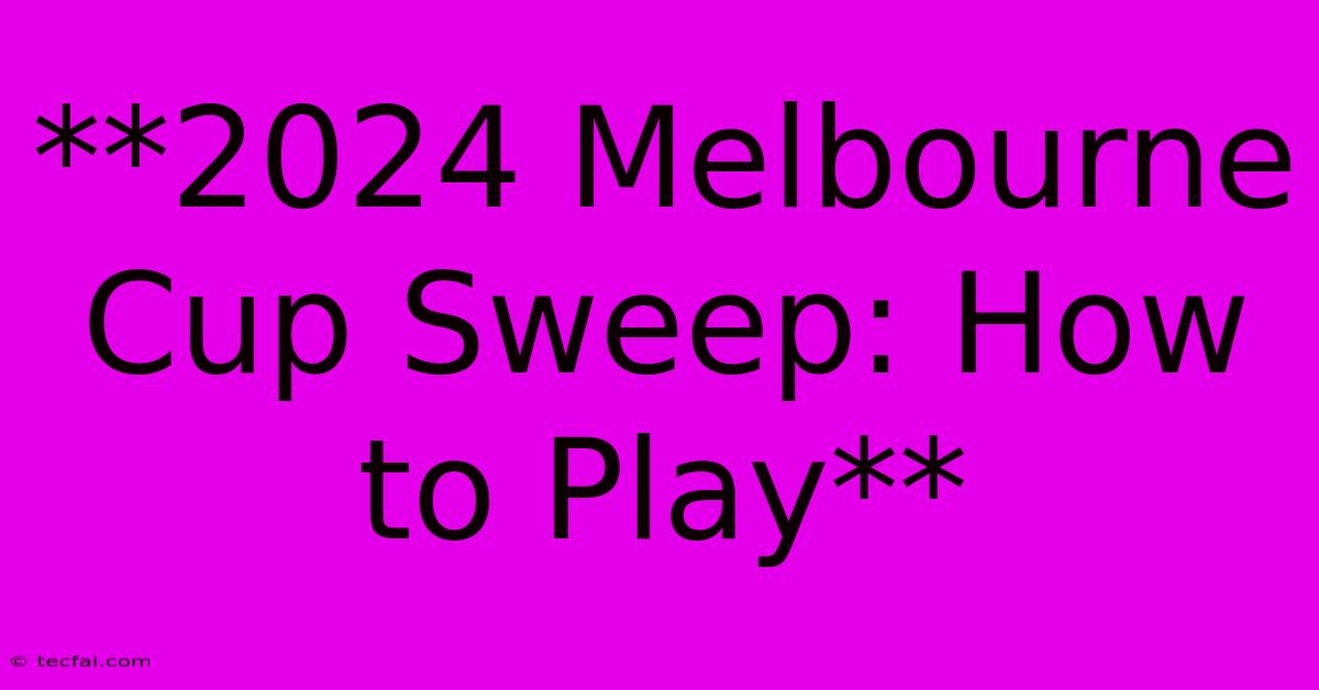 **2024 Melbourne Cup Sweep: How To Play**