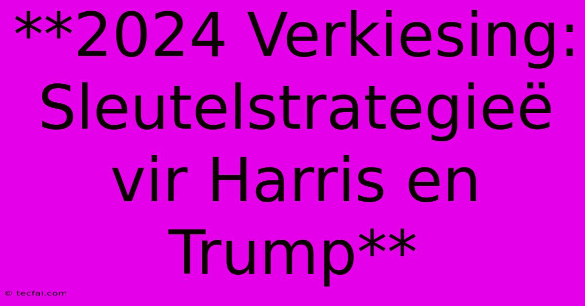 **2024 Verkiesing: Sleutelstrategieë Vir Harris En Trump**