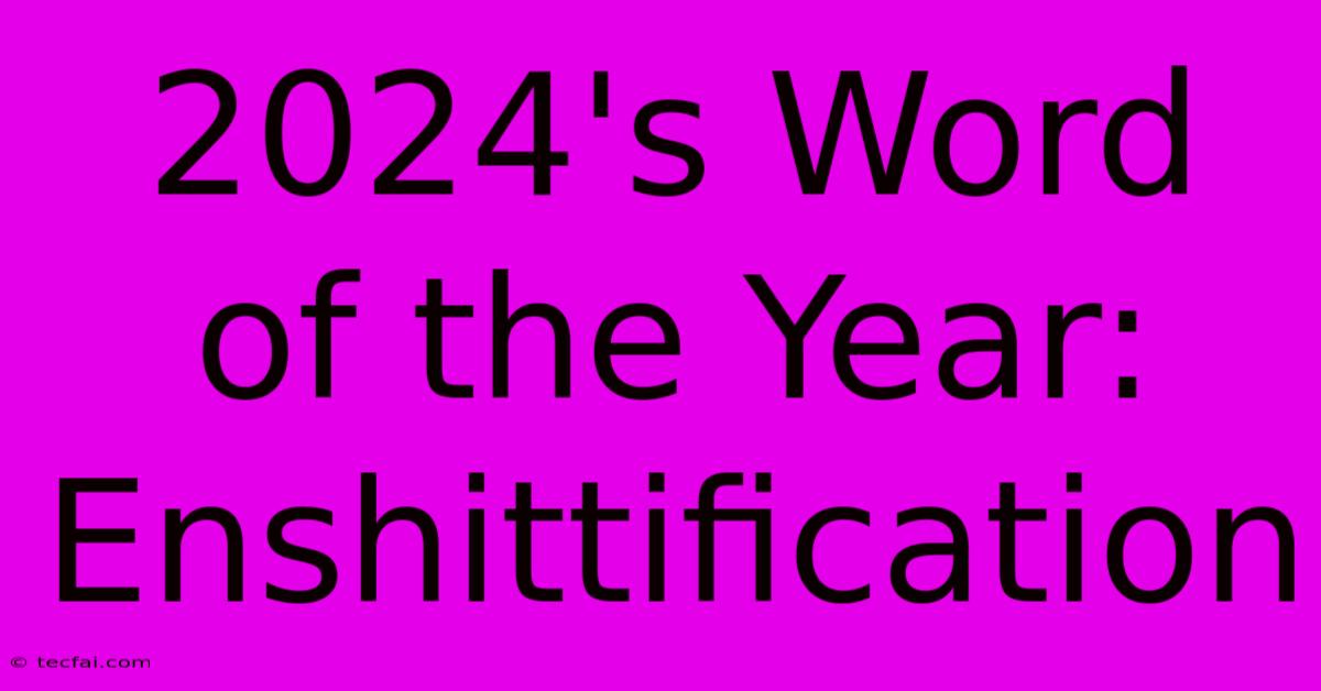 2024's Word Of The Year: Enshittification