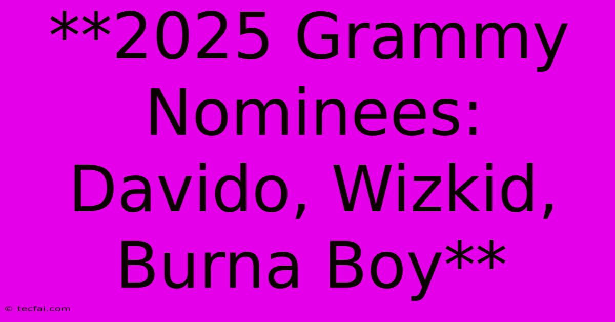 **2025 Grammy Nominees: Davido, Wizkid, Burna Boy**