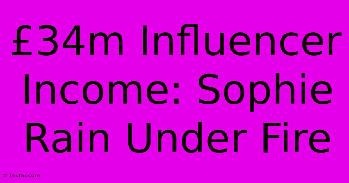 £34m Influencer Income: Sophie Rain Under Fire