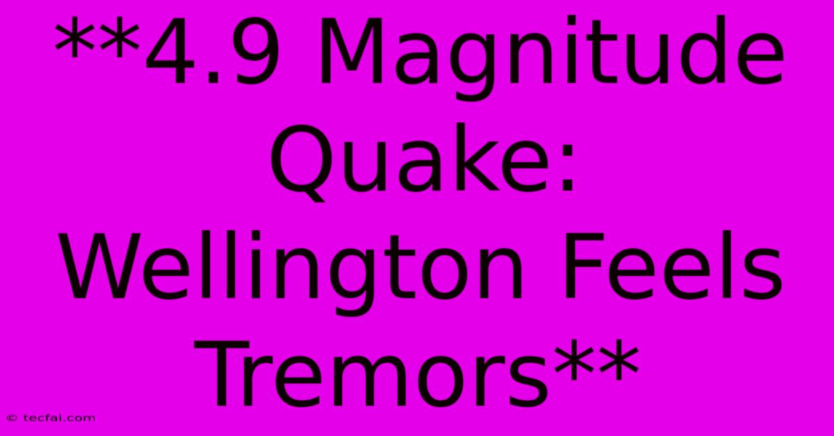 **4.9 Magnitude Quake: Wellington Feels Tremors**