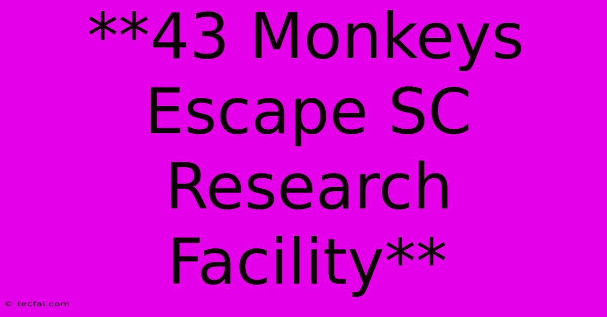 **43 Monkeys Escape SC Research Facility**