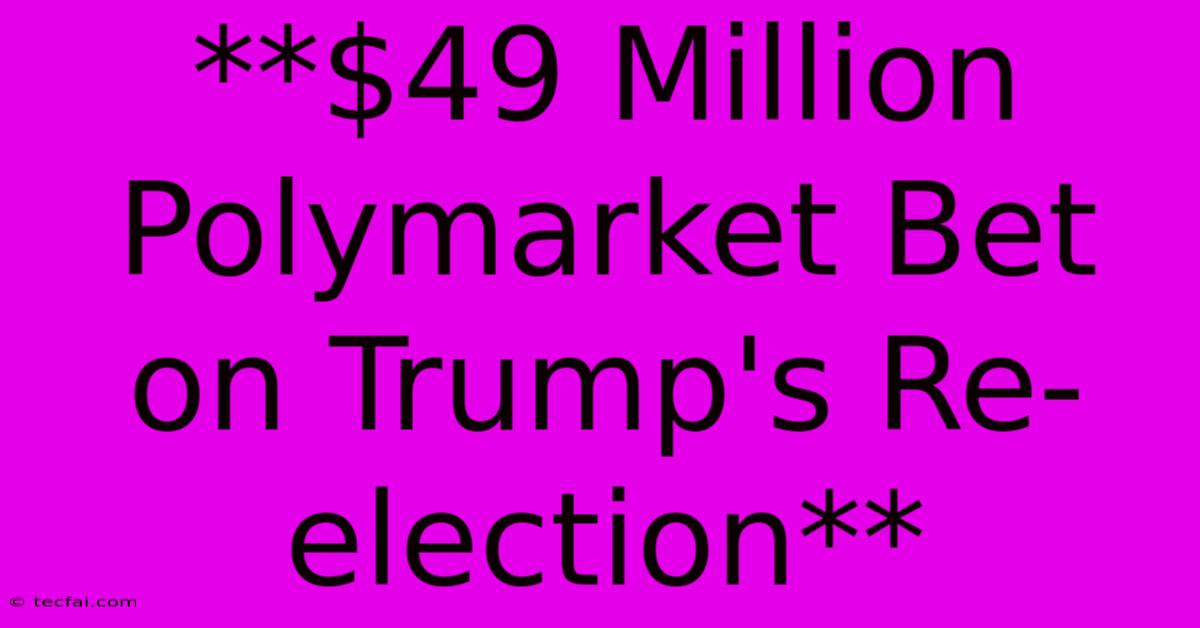 **$49 Million Polymarket Bet On Trump's Re-election** 