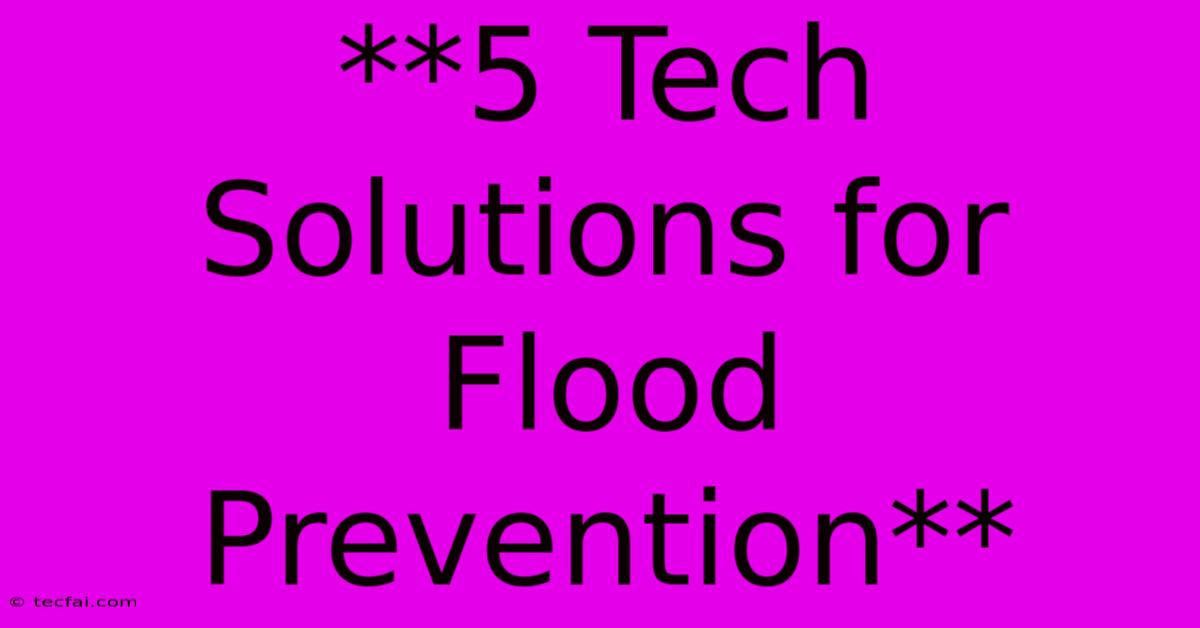 **5 Tech Solutions For Flood Prevention** 