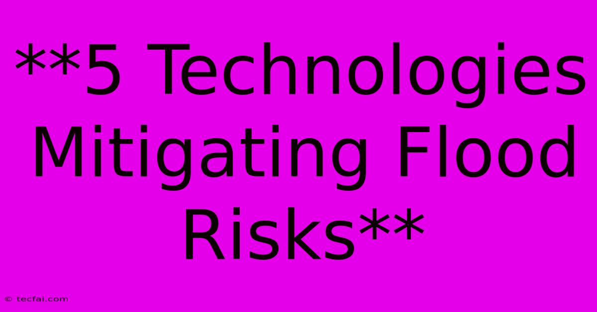 **5 Technologies Mitigating Flood Risks**