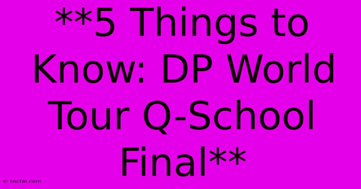 **5 Things To Know: DP World Tour Q-School Final**