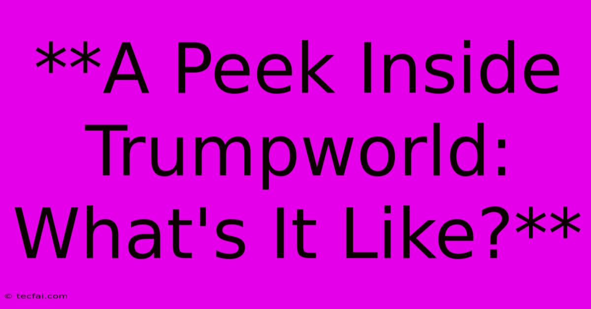 **A Peek Inside Trumpworld: What's It Like?**