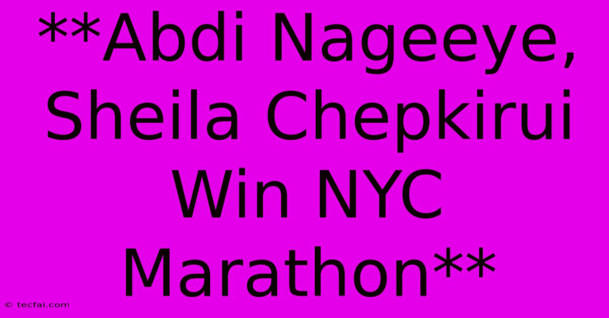 **Abdi Nageeye, Sheila Chepkirui Win NYC Marathon** 