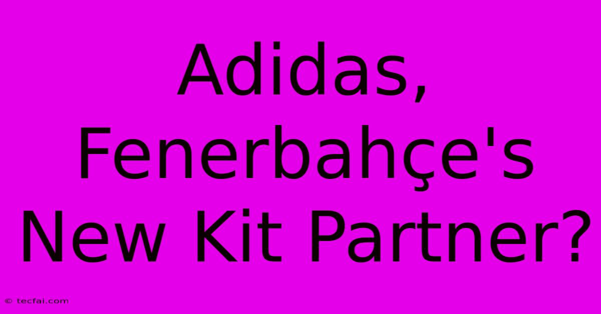 Adidas, Fenerbahçe's New Kit Partner?