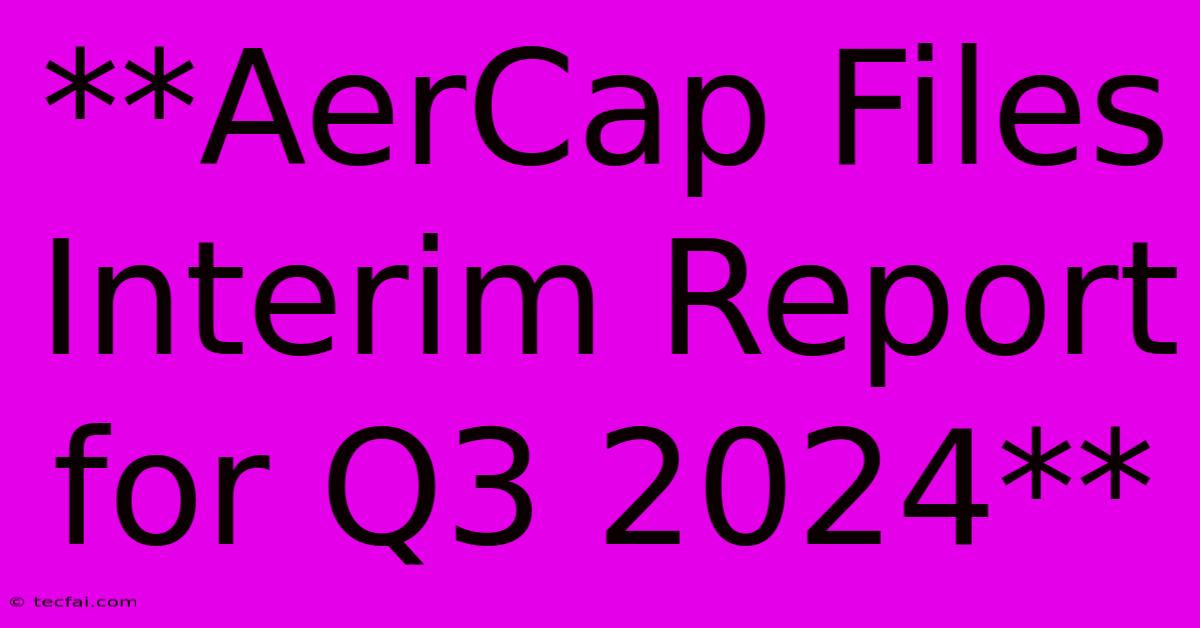 **AerCap Files Interim Report For Q3 2024**