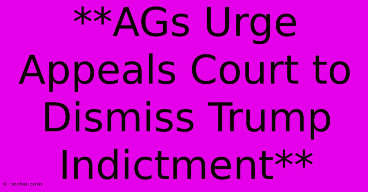 **AGs Urge Appeals Court To Dismiss Trump Indictment**