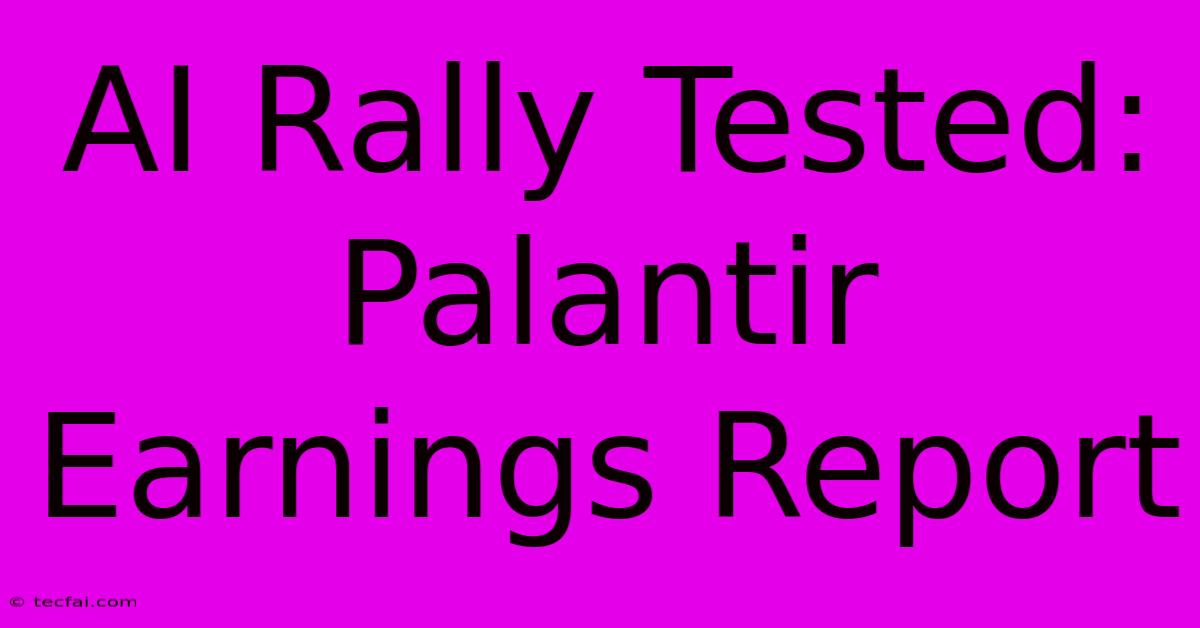 AI Rally Tested: Palantir Earnings Report