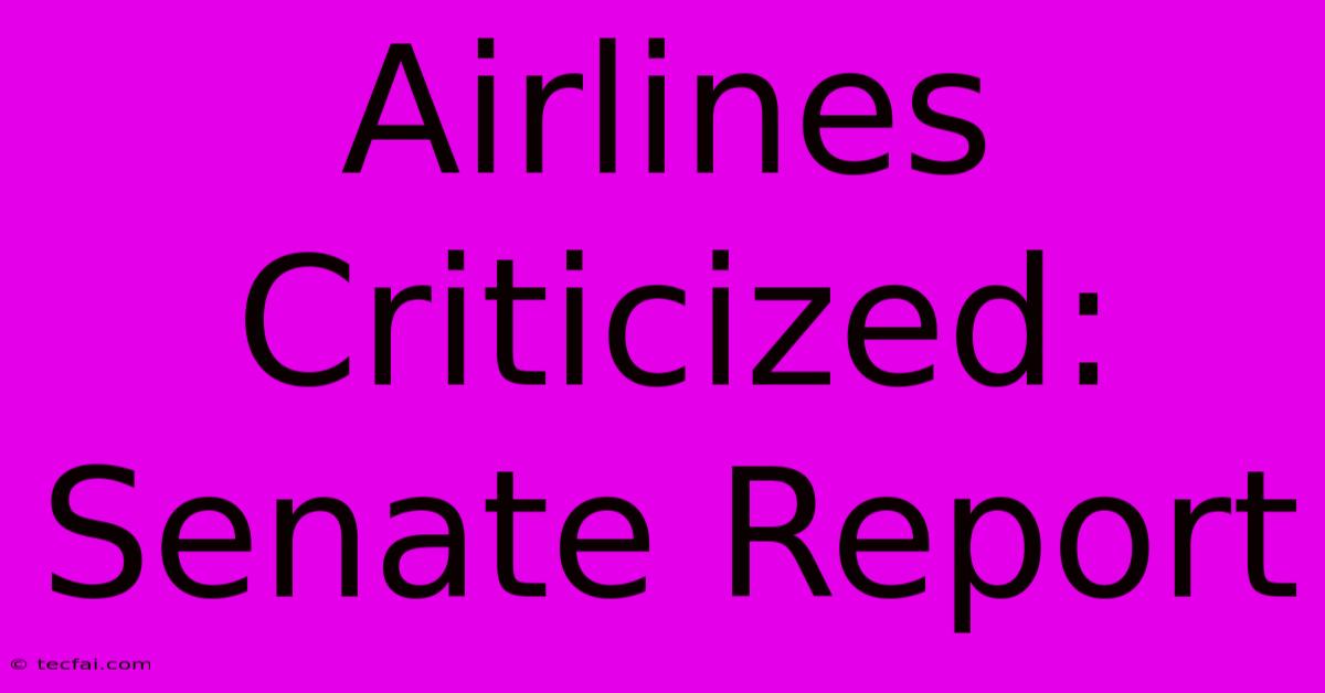 Airlines Criticized: Senate Report