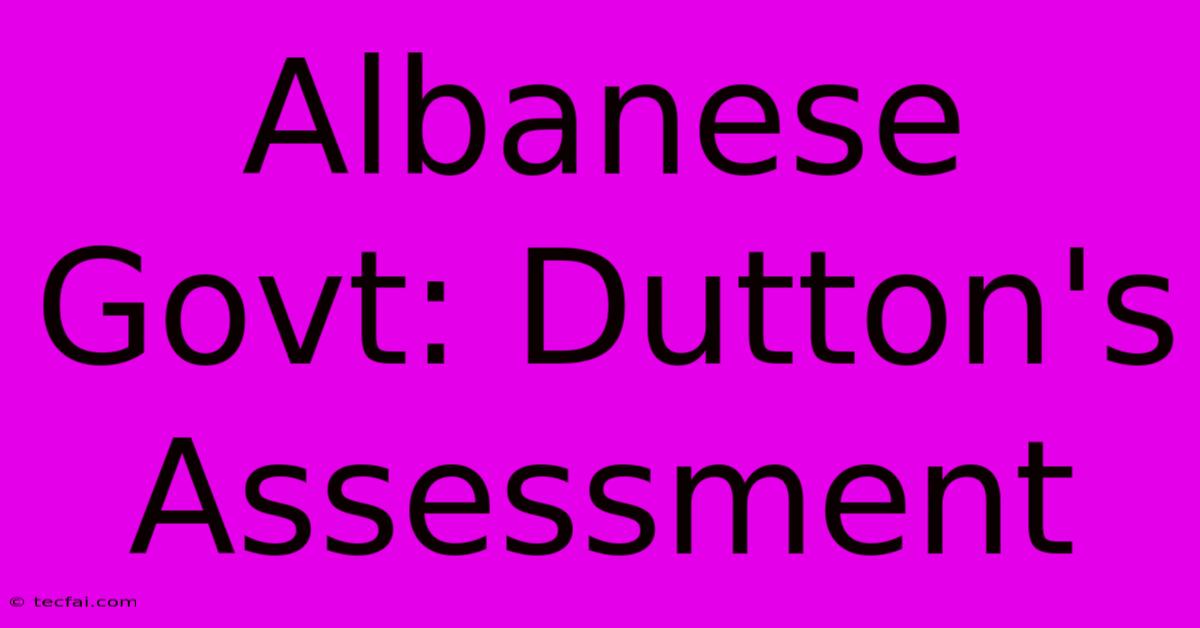 Albanese Govt: Dutton's Assessment