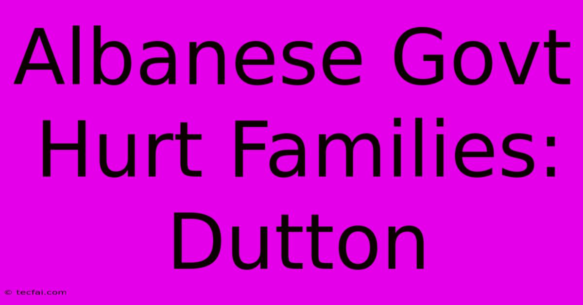 Albanese Govt Hurt Families: Dutton