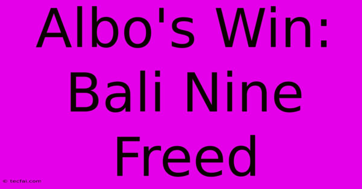 Albo's Win: Bali Nine Freed