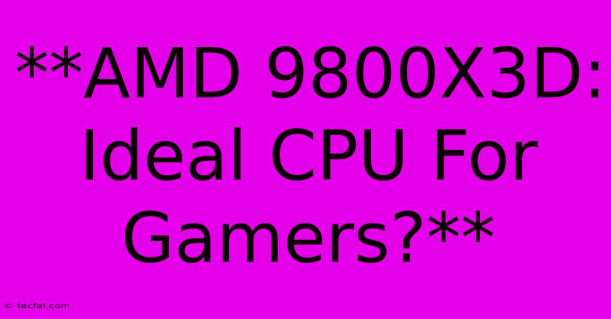 **AMD 9800X3D: Ideal CPU For Gamers?** 