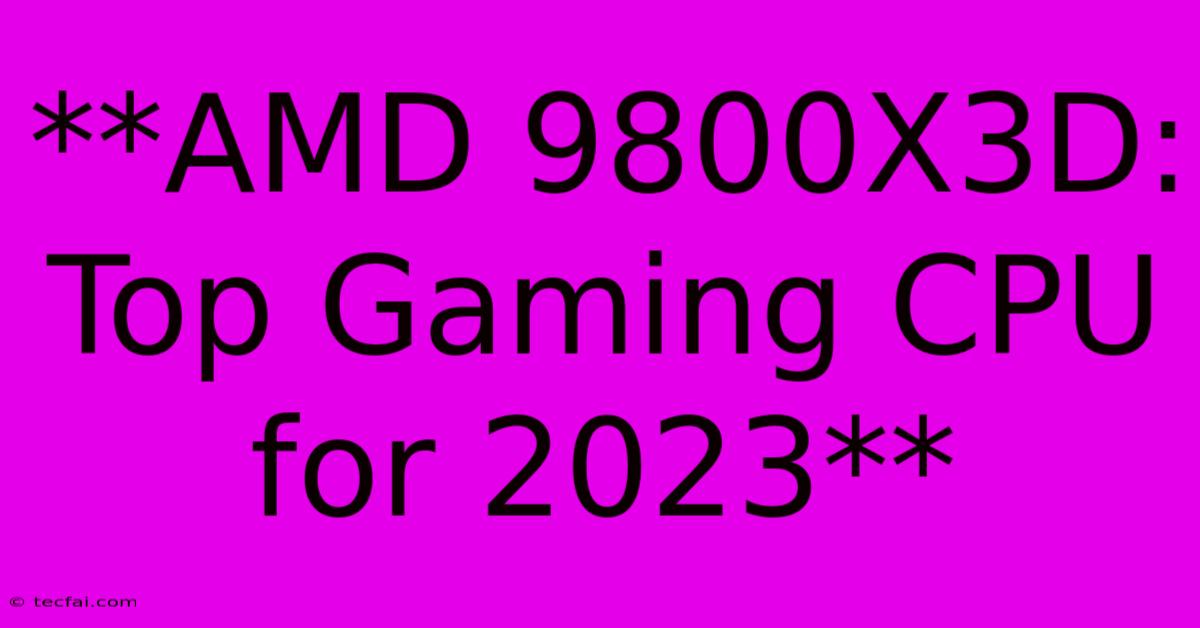 **AMD 9800X3D:  Top Gaming CPU For 2023** 