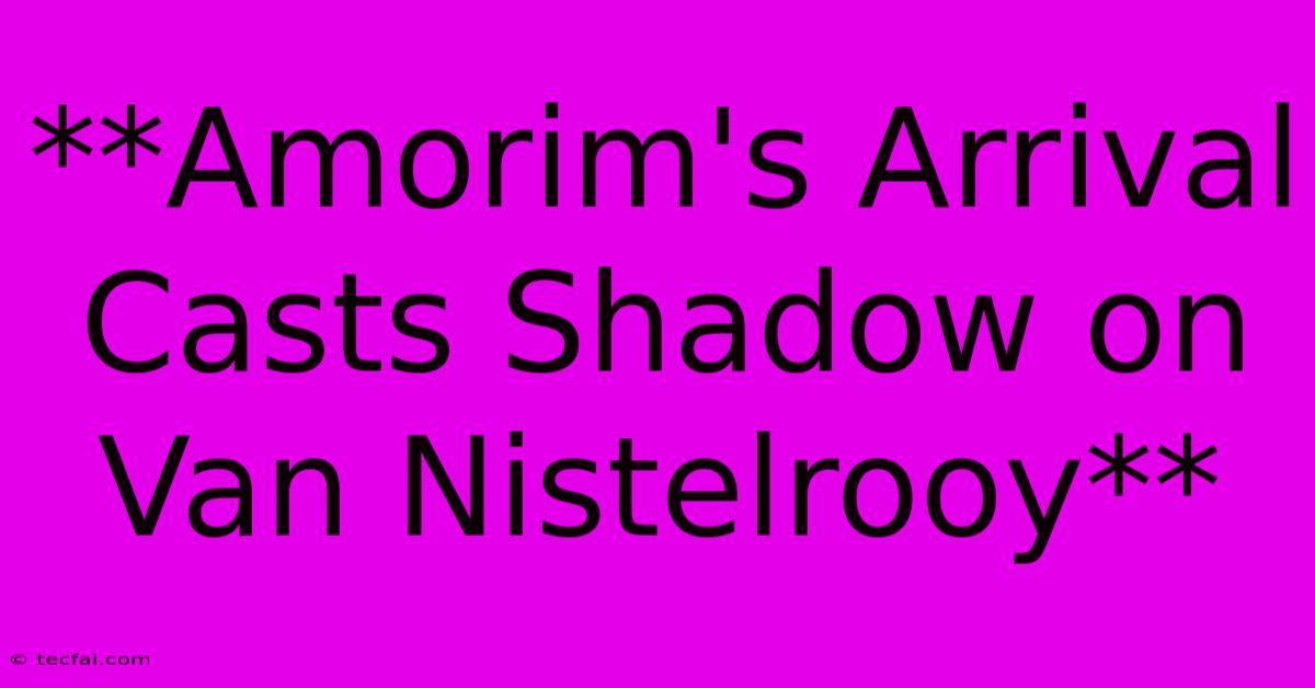 **Amorim's Arrival Casts Shadow On Van Nistelrooy** 