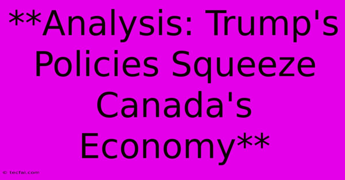 **Analysis: Trump's Policies Squeeze Canada's Economy**