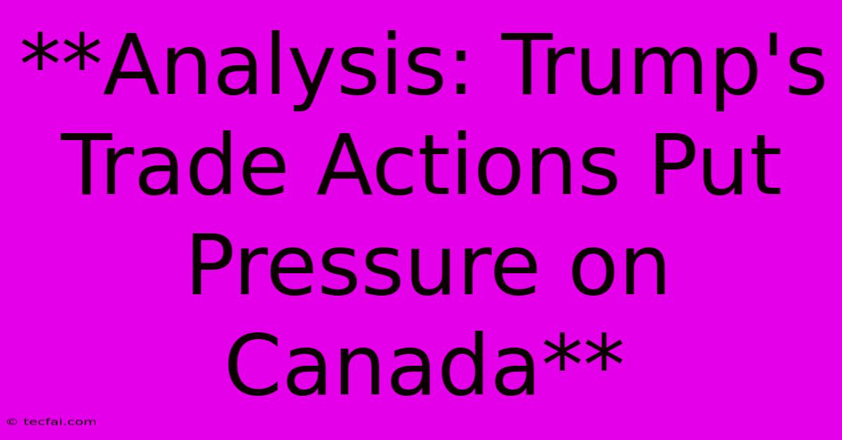 **Analysis: Trump's Trade Actions Put Pressure On Canada** 