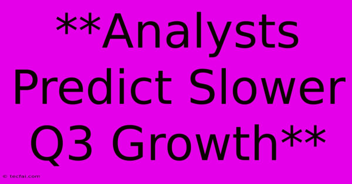 **Analysts Predict Slower Q3 Growth**