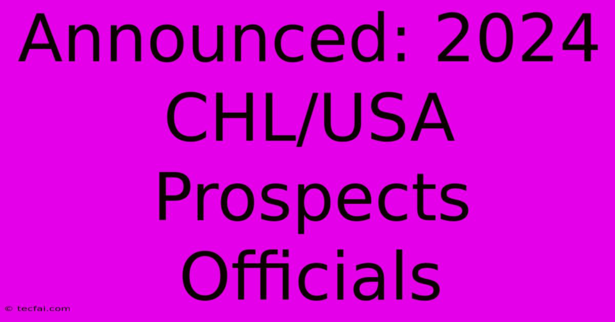 Announced: 2024 CHL/USA Prospects Officials