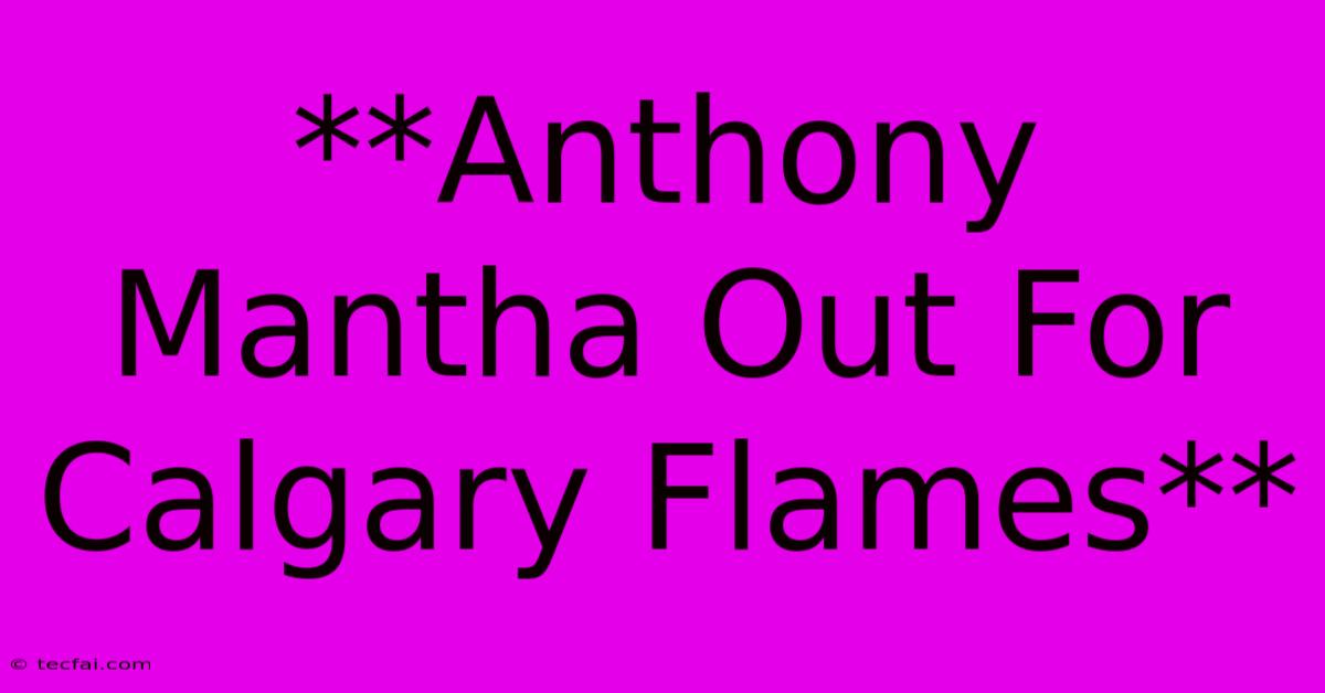 **Anthony Mantha Out For Calgary Flames**