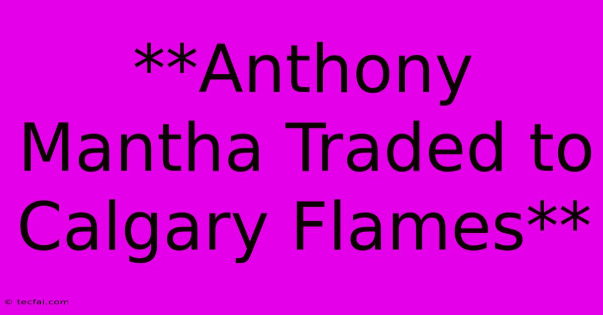 **Anthony Mantha Traded To Calgary Flames**