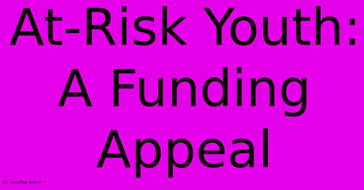 At-Risk Youth: A Funding Appeal