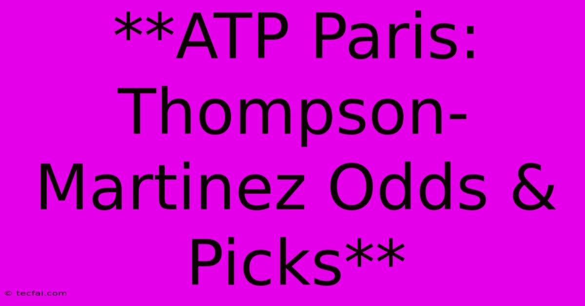 **ATP Paris: Thompson-Martinez Odds & Picks**