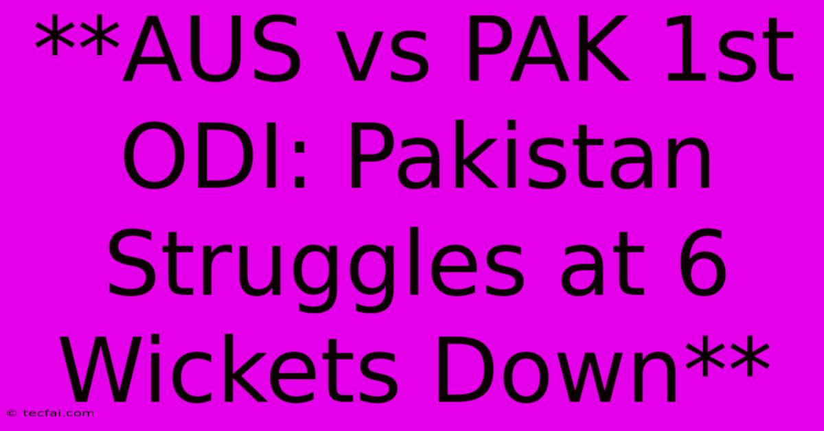 **AUS Vs PAK 1st ODI: Pakistan Struggles At 6 Wickets Down**