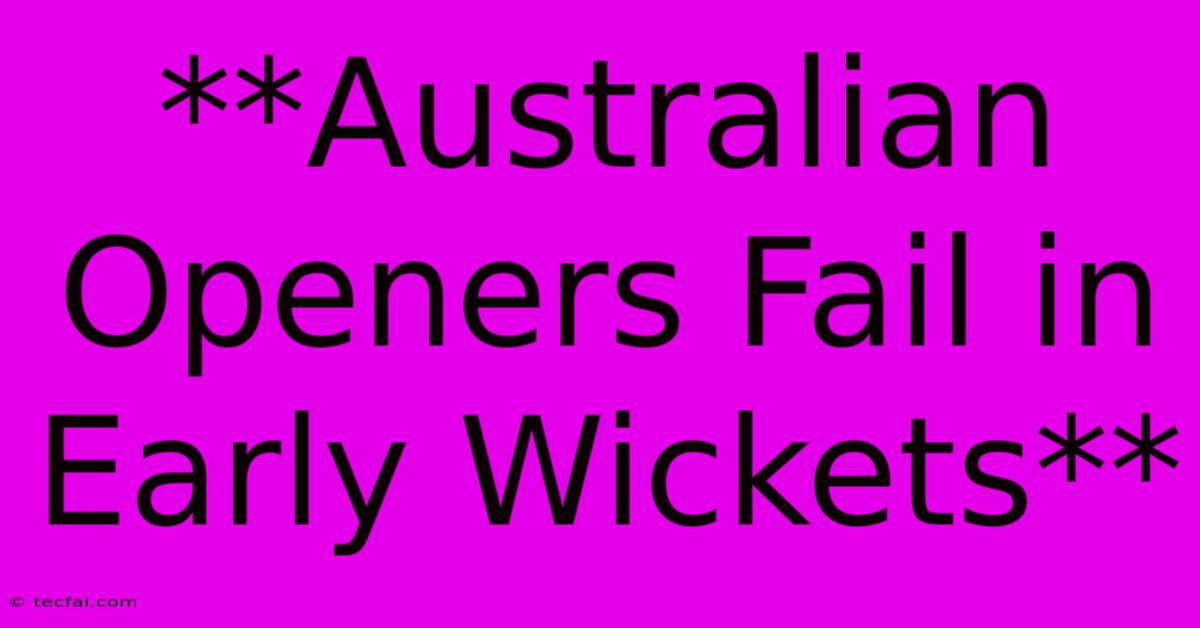 **Australian Openers Fail In Early Wickets** 