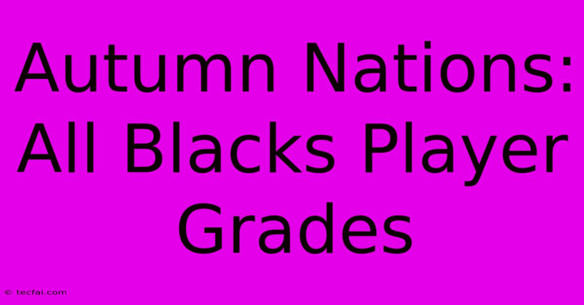 Autumn Nations: All Blacks Player Grades