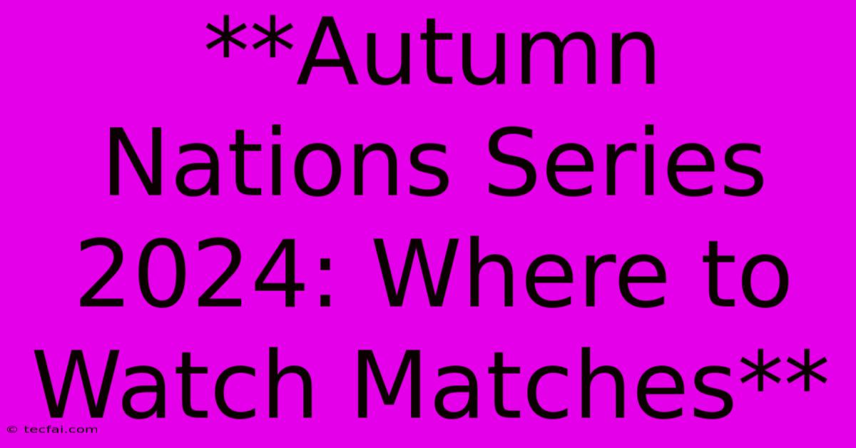 **Autumn Nations Series 2024: Where To Watch Matches**