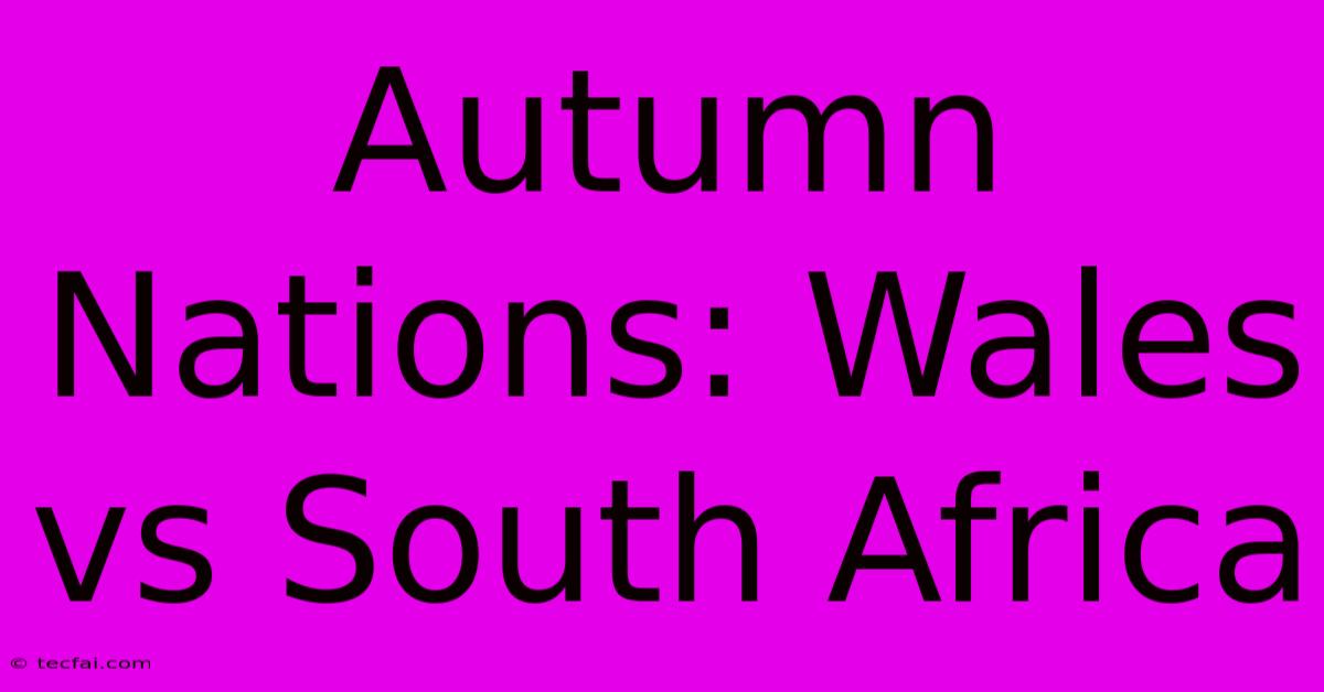 Autumn Nations: Wales Vs South Africa