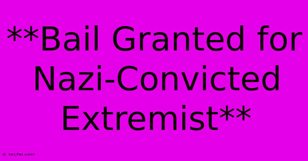 **Bail Granted For Nazi-Convicted Extremist** 