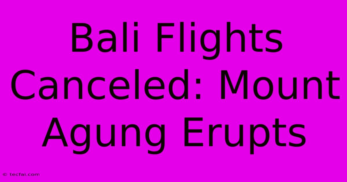 Bali Flights Canceled: Mount Agung Erupts 