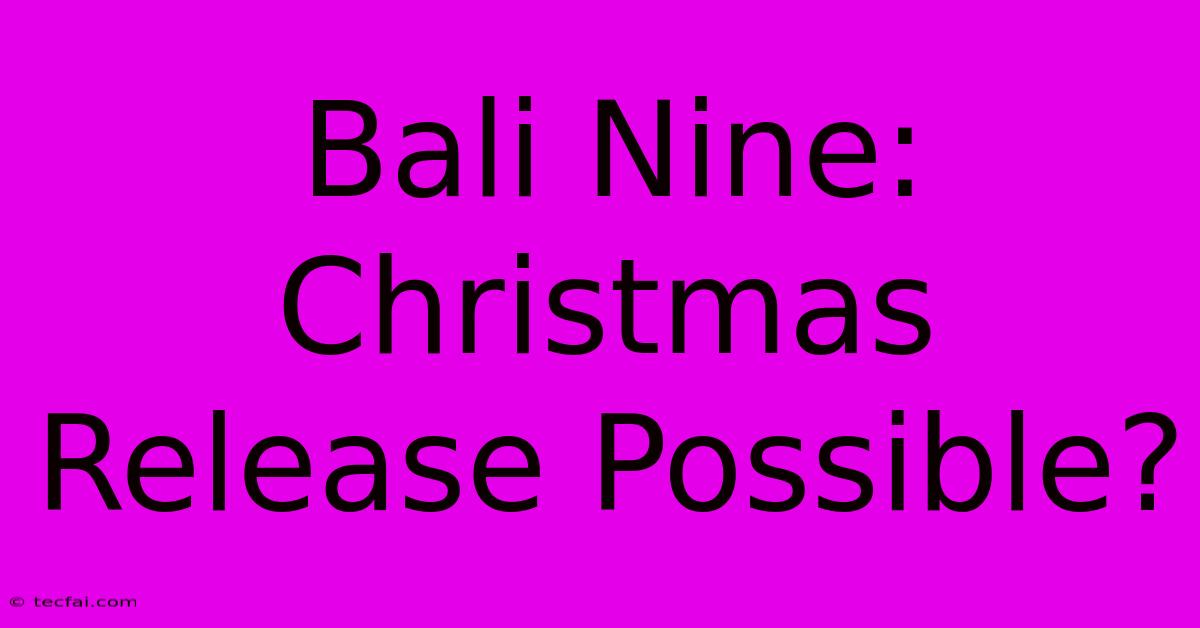 Bali Nine: Christmas Release Possible?