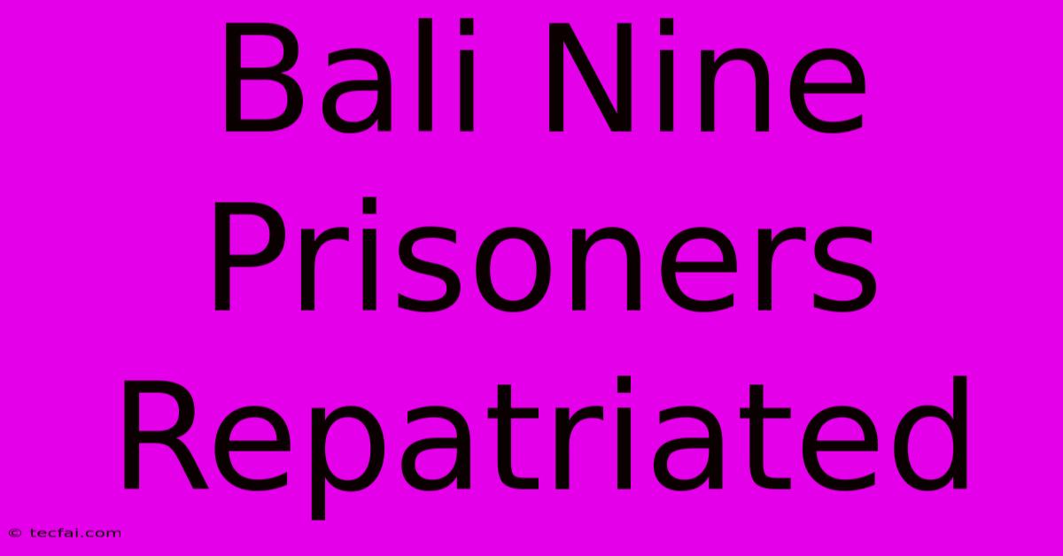 Bali Nine Prisoners Repatriated