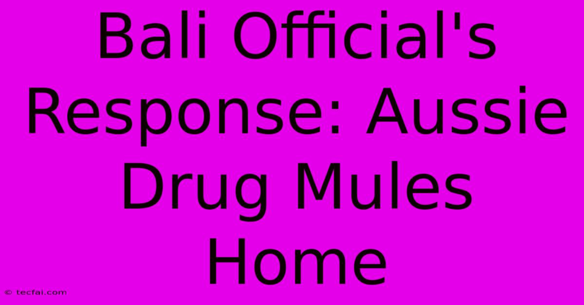 Bali Official's Response: Aussie Drug Mules Home